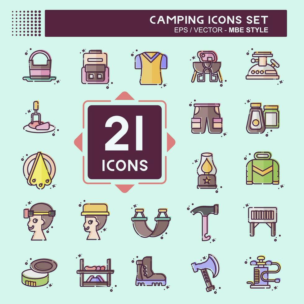 Icon Set Camping. related to Adventure symbol. MBE style. simple design editable. simple illustration vector