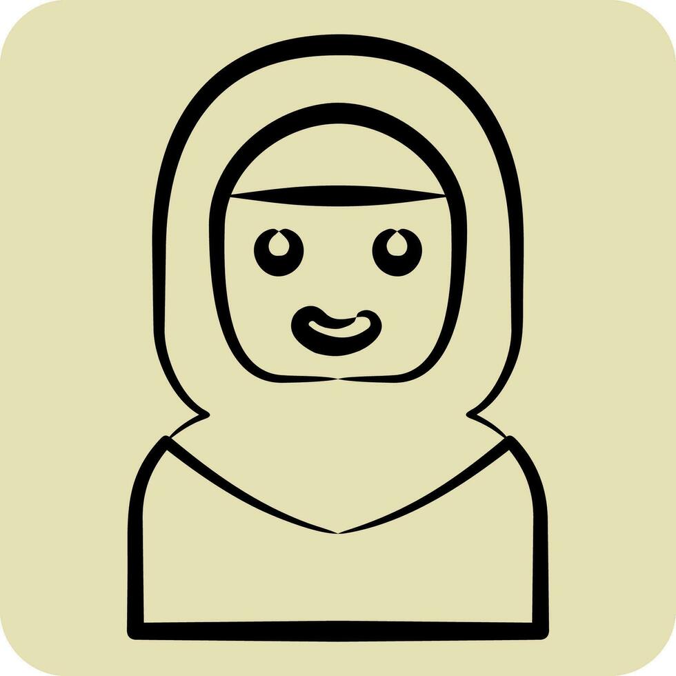 Icon Arab Women. related to Saudi Arabia symbol. hand drawn style. simple design editable. simple illustration vector