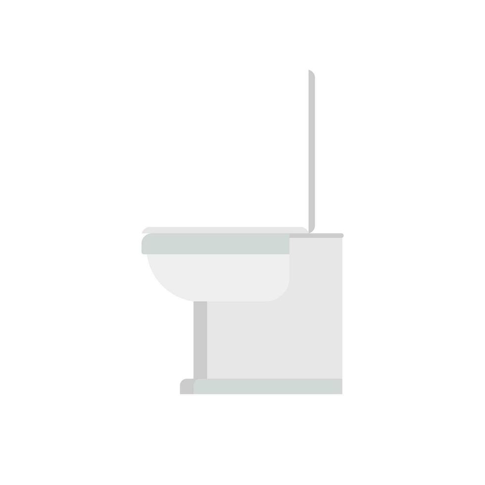 Toilet bowl flat design vector illustration. Toilet seat, bowl side view flat style on white background. Restroom, lavatory, privy, closet, loo water closet.