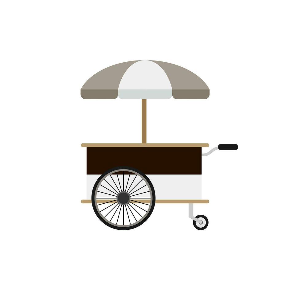 food cart flat design vector illustration.concession cart illustration. street food vending cart