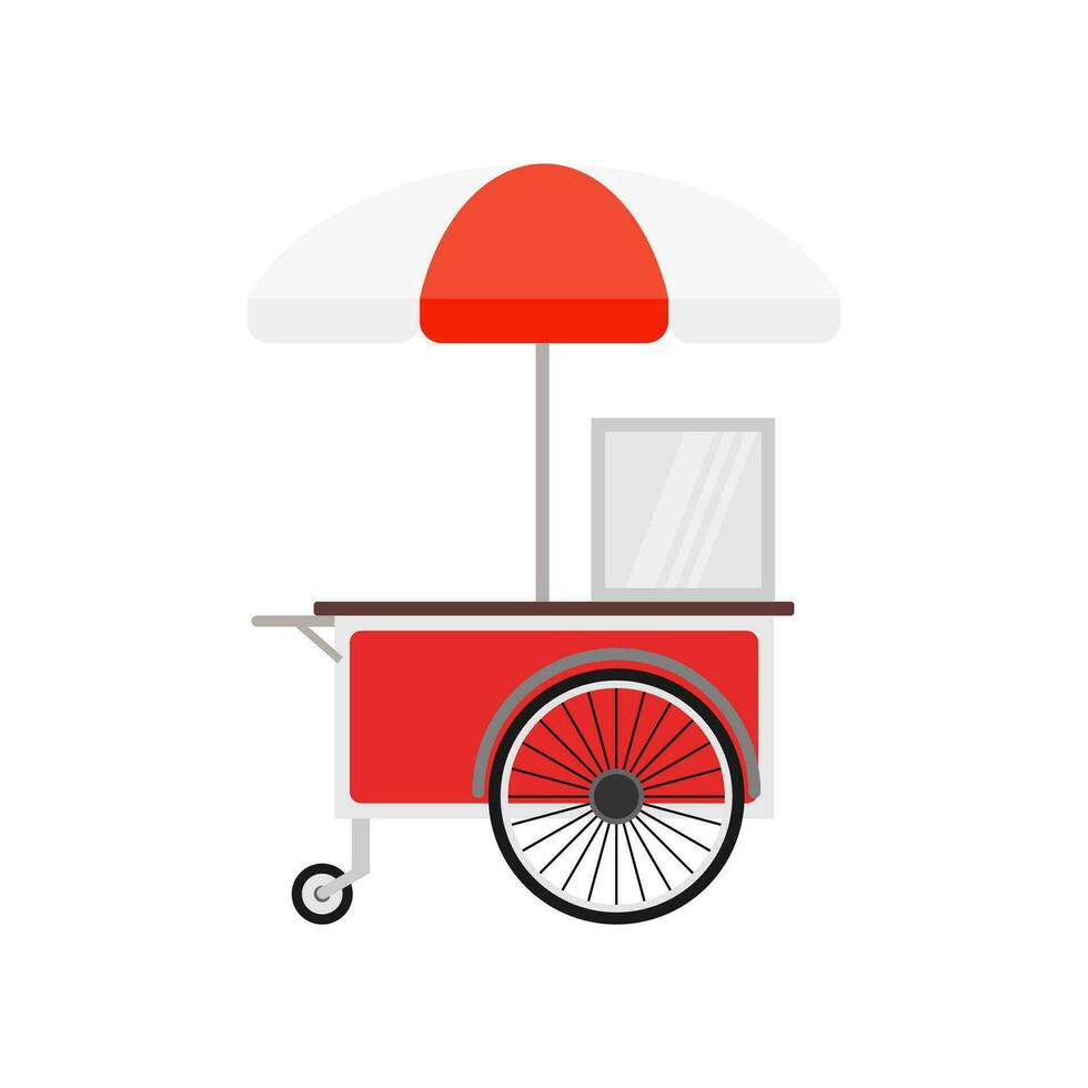 food cart flat design vector illustration.concession cart illustration. street food vending cart
