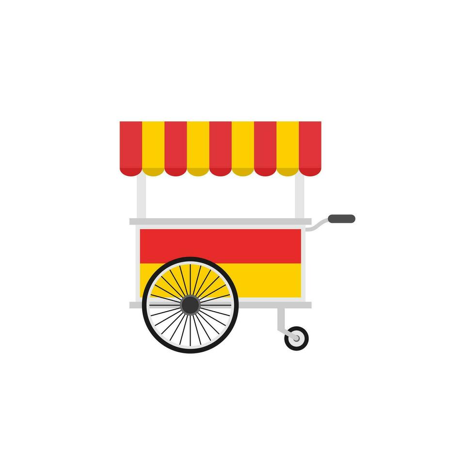 food cart flat design vector illustration.concession cart illustration. street food vending cart