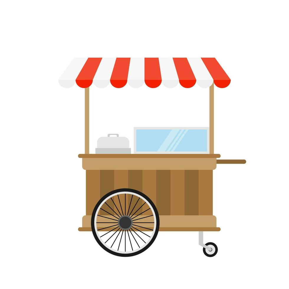 food cart flat design vector illustration.concession cart illustration. street food vending cart