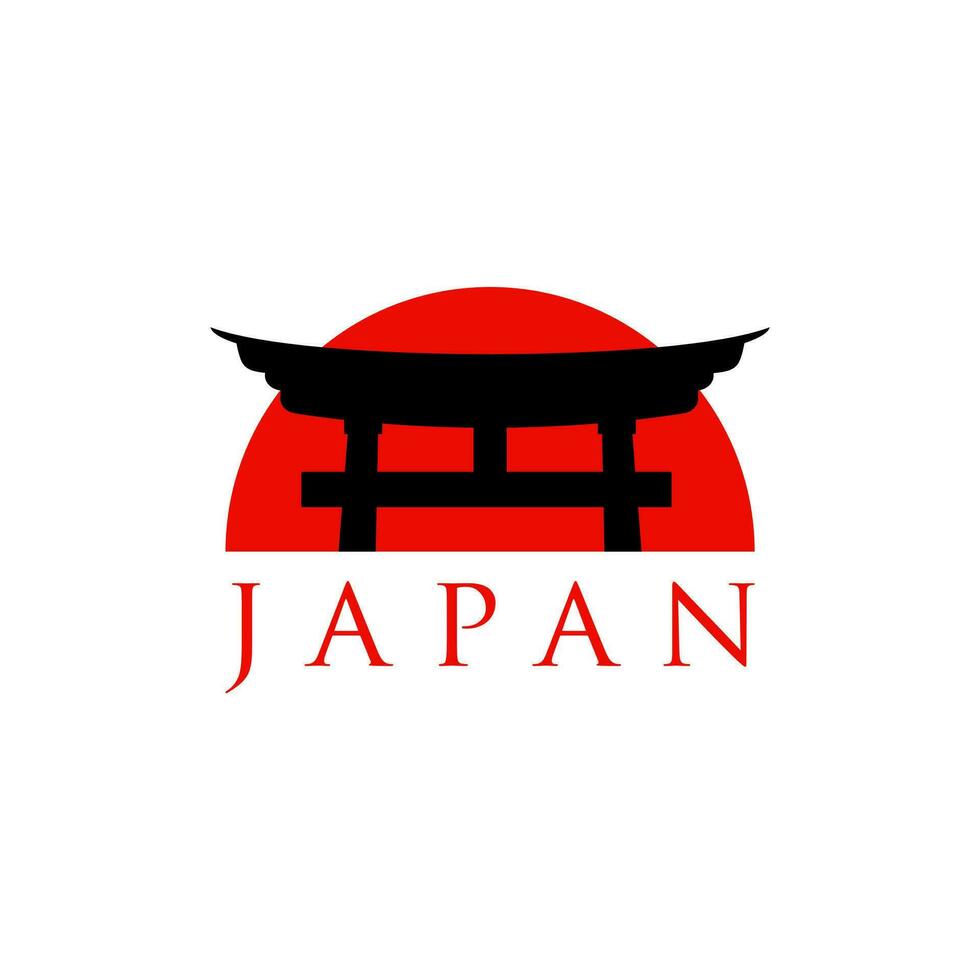 historical torii gate japanese logo. sunset torii gate icon logo vector illustration. japanese history monument