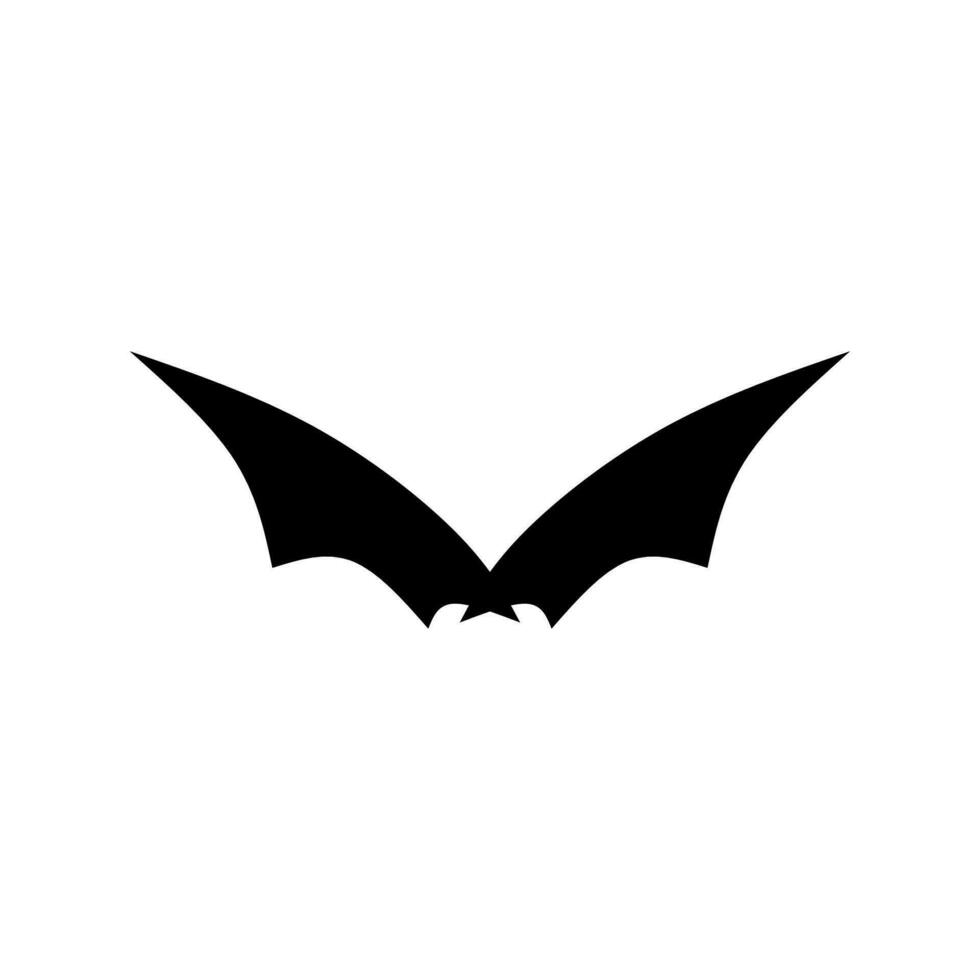 Bat logo design concept vector illustration. Bat silhouette. Printable template. Bat icon isolated on white. Spooky black horror bat graphic.