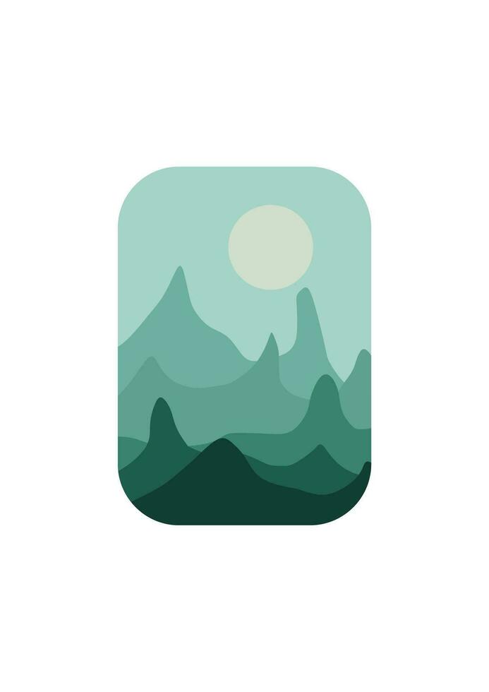Abstract Mountain Aesthetic Backgrounds Landscapes. Desert abstract bohemian. Modern background flat design, contemporary boho sun moon mountains and cactus minimalist wall decor. Vector art print
