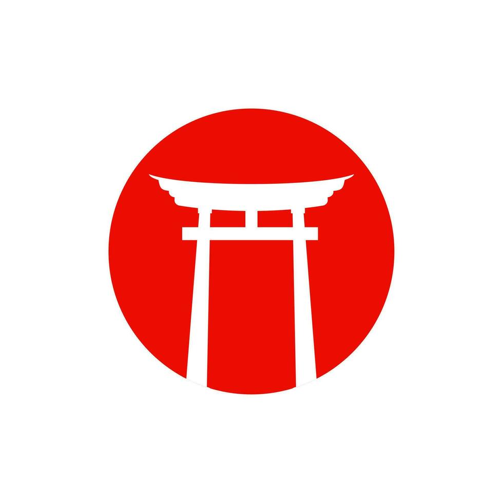 historical torii gate japanese logo. sunset torii gate icon logo vector illustration. japanese history monument