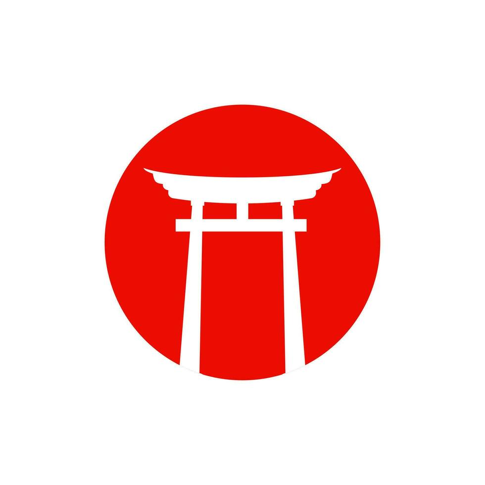 histórico torii portón japonés logo. puesta de sol torii portón icono logo vector ilustración. japonés historia Monumento