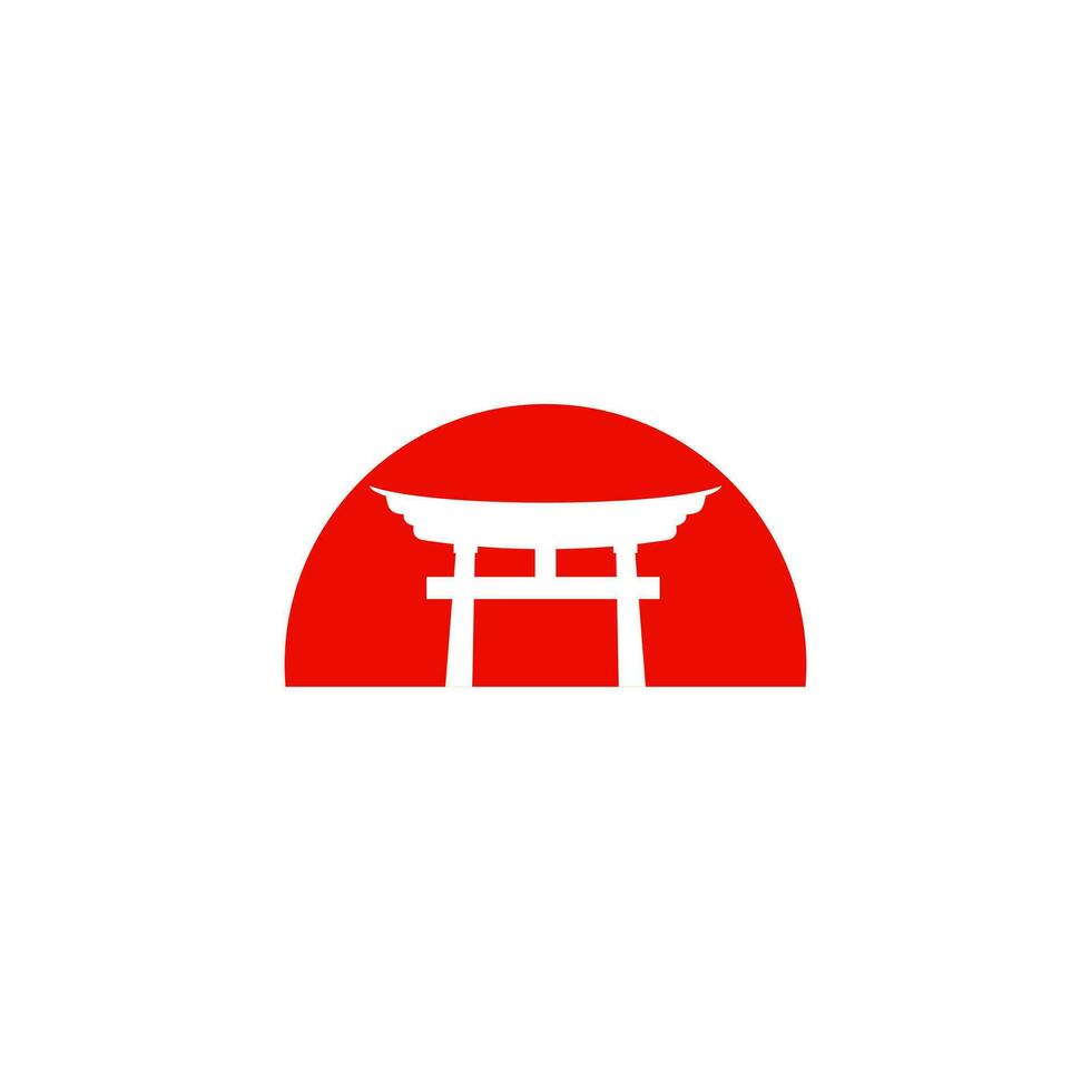 historical torii gate japanese logo. sunset torii gate icon logo vector illustration. japanese history monument