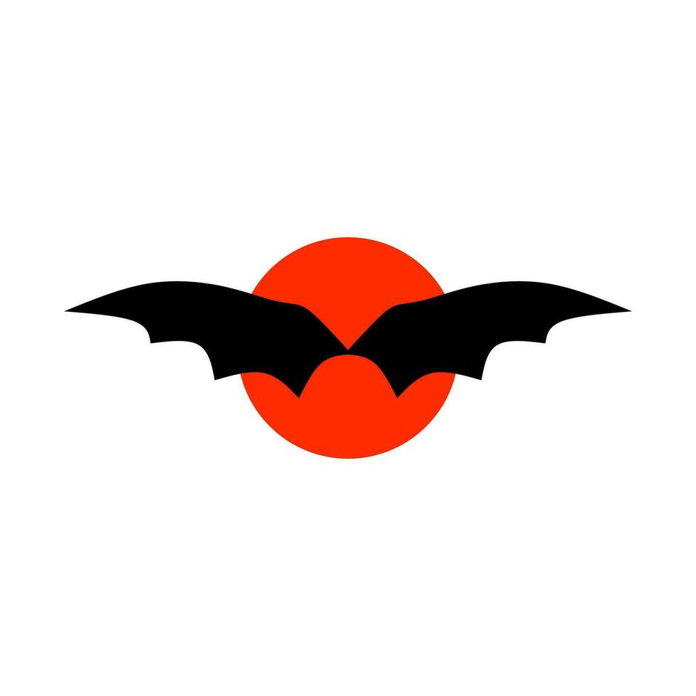 Bat logo design concept vector illustration. Bat silhouette. Printable template. Bat icon isolated on white. Spooky black horror bat graphic.