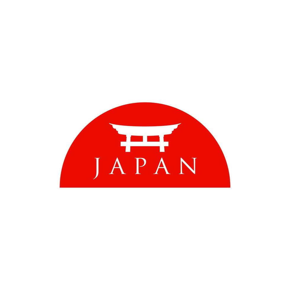 historical torii gate japanese logo. sunset torii gate icon logo vector illustration. japanese history monument