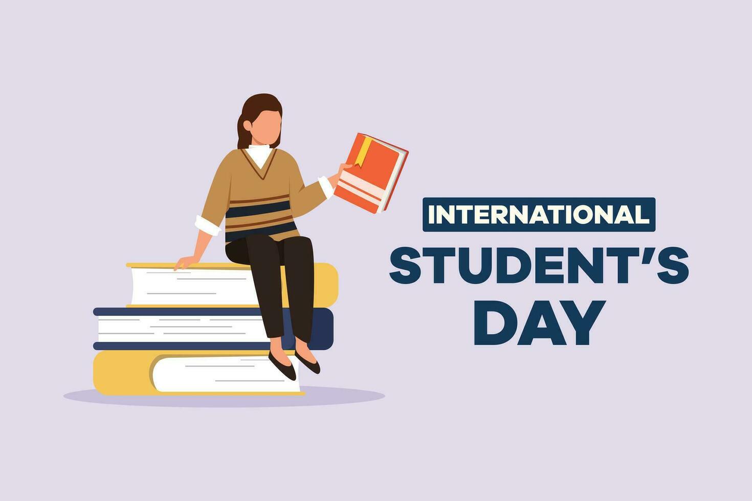 International student's day concept. Happy students. Colored flat vector illustration isolated.