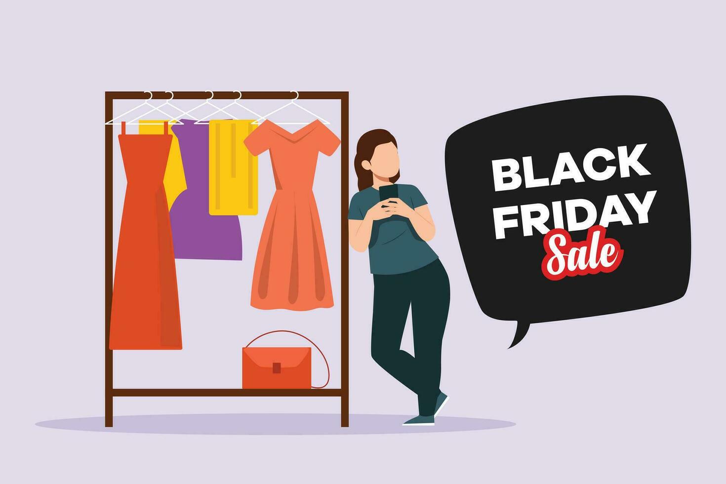 Big sale or Black Friday concept. Happy students. Colored flat vector illustration isolated.