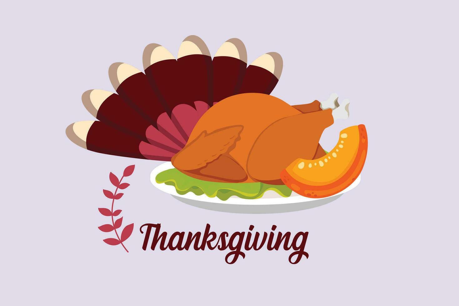 Thanksgiving day concept. Holiday greeting card. Colored flat vector illustration isolated.