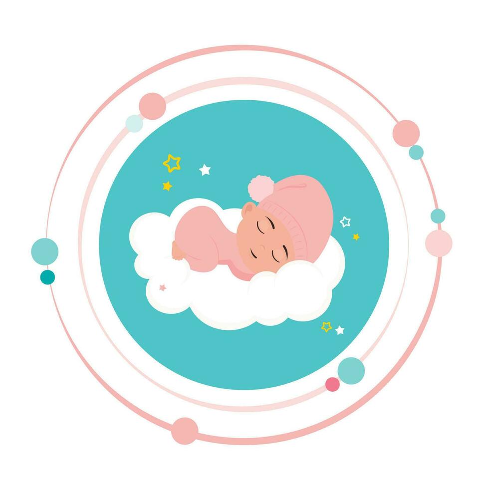Sleeping baby girl vector illustration icon symbol