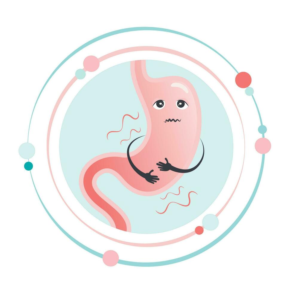 Upset stomach ache vector illustration graphic icon symbol