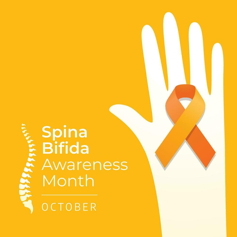National Spina Bifida Awareness Month vector design template good for celebration usage. yellow ribbon vector design. flat ribbon design. vector eps 10.