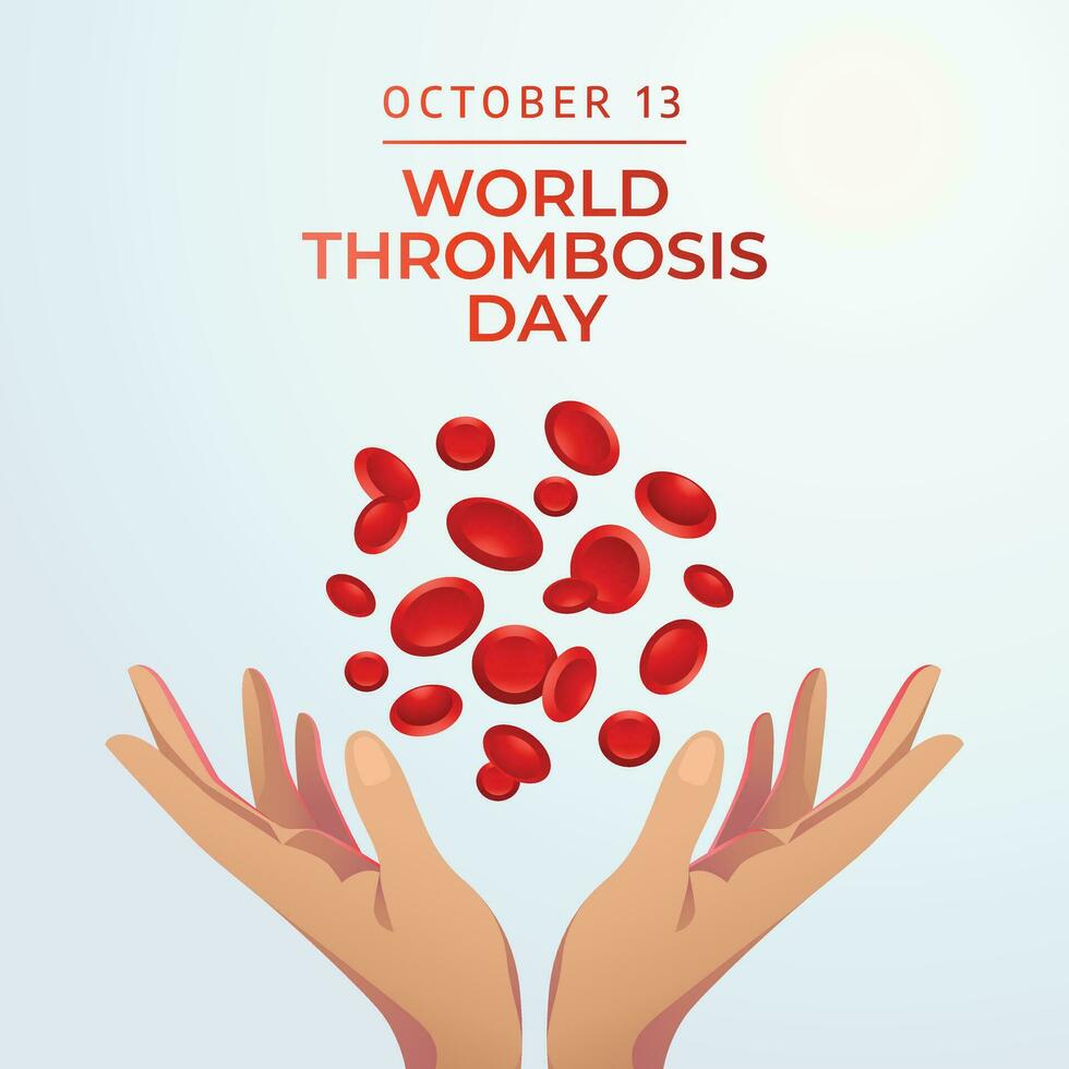 World Thrombosis Day vector design template good for celebration usage. red ribbon vector illustration. blood cell illustration. vector eps 10.