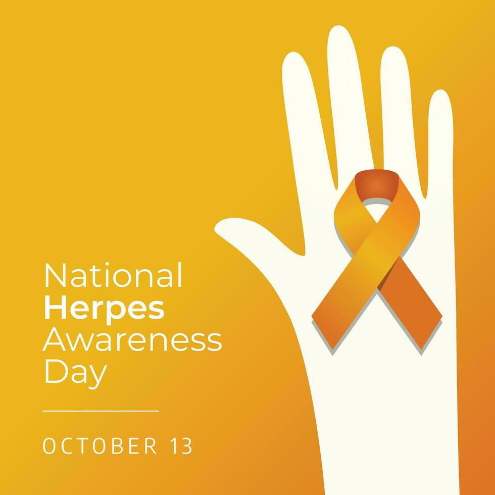national herpes awareness day vector design template good for celebration usage. yellow ribbon vector design. flat design. vector eps 10.