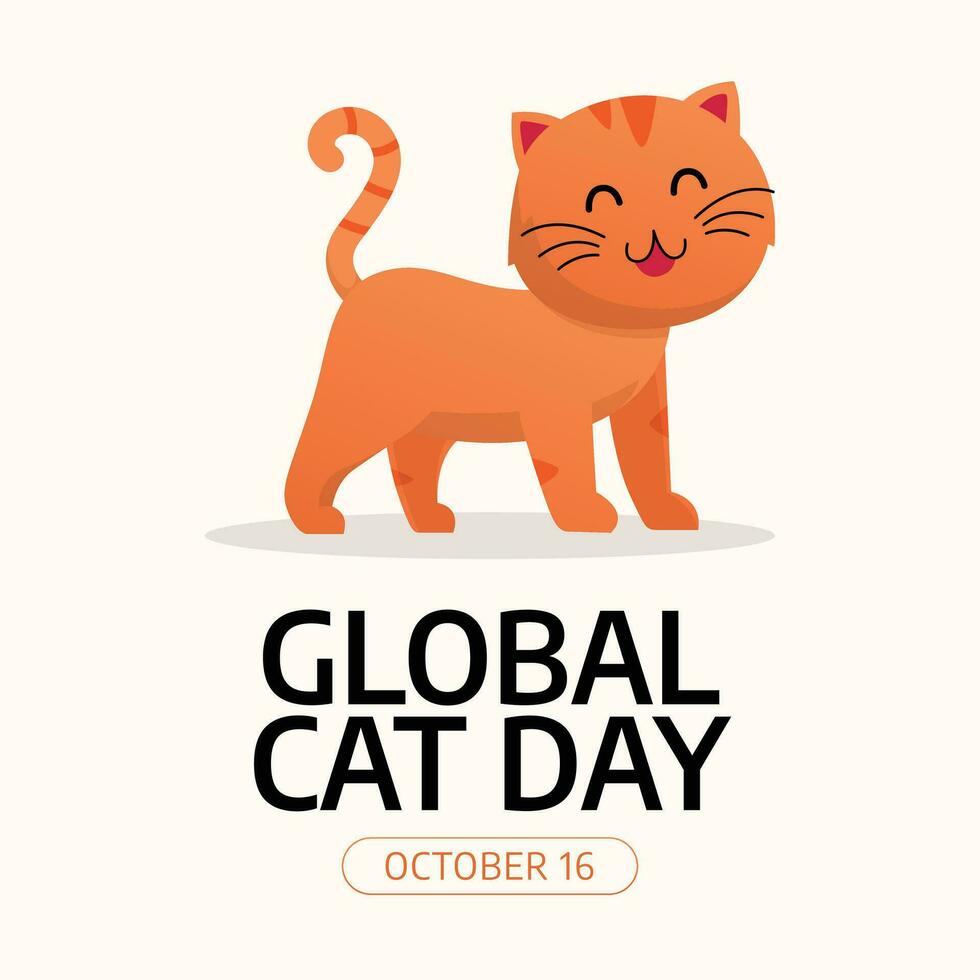 Global Cat Day design template good for celebration usage. cat vector illustration template. cat image. flat design. vector eps 10.