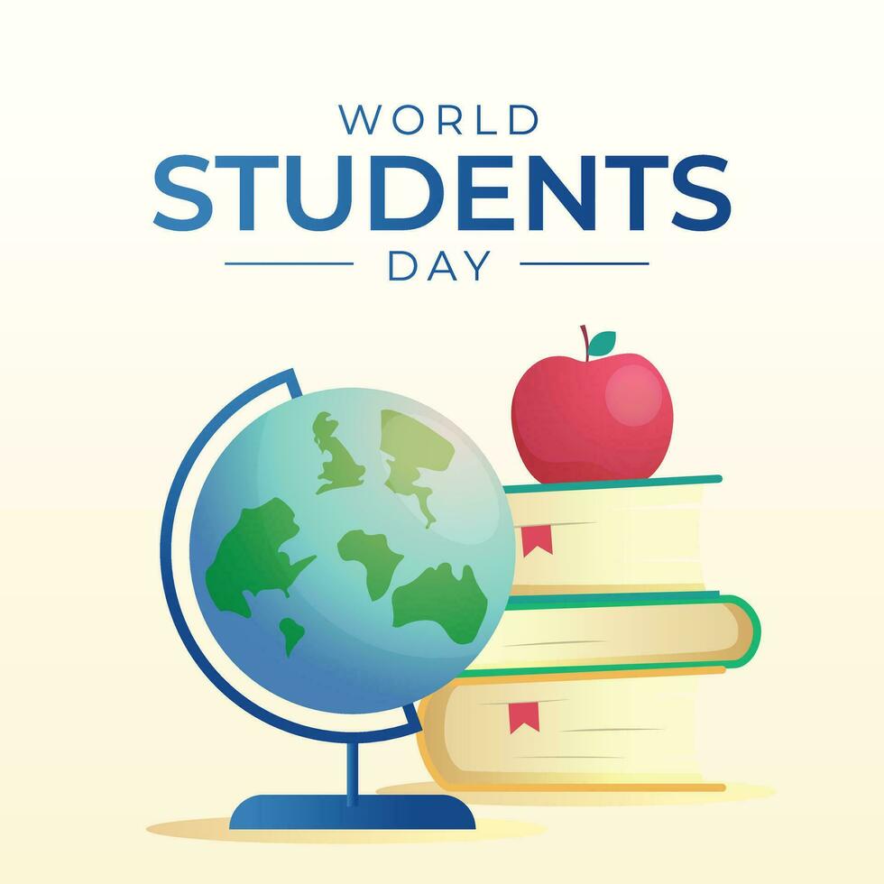 World Students Day design template good for celebration usage. globe book apple pen vector illustration. flat design. vector eps 10.