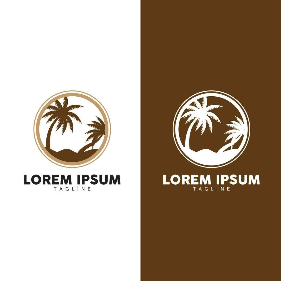 Coconut Tree Logo Design, Beach Plant Vector, Palm Tree Summer, Illustration Template vector