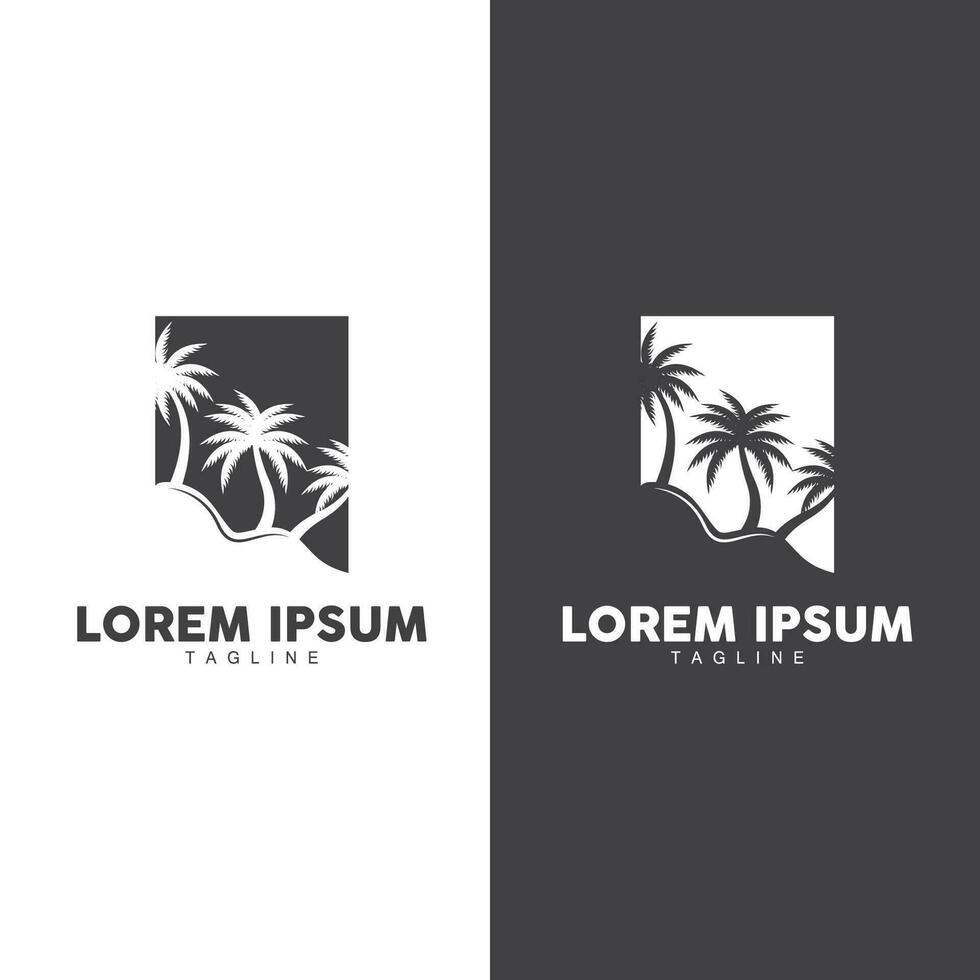 Coconut Tree Logo Design, Beach Plant Vector, Palm Tree Summer, Illustration Template vector