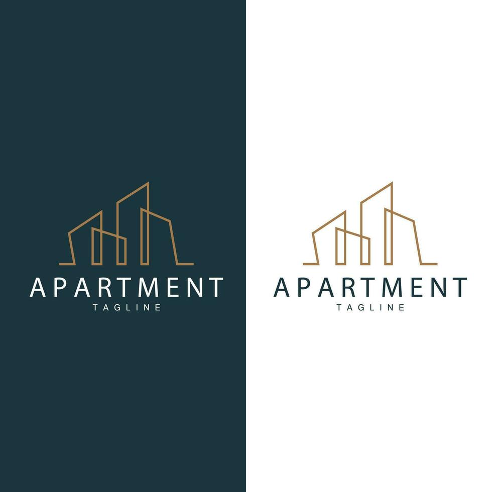 Apartment Building Logo, Modern Design Style Line Vector Symbol Illustration Template