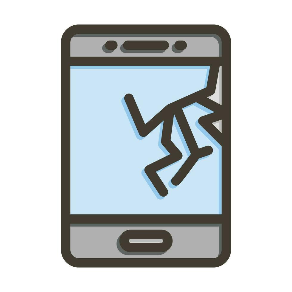 Cracked Vector Thick Line Filled Colors Icon For Personal And Commercial Use.