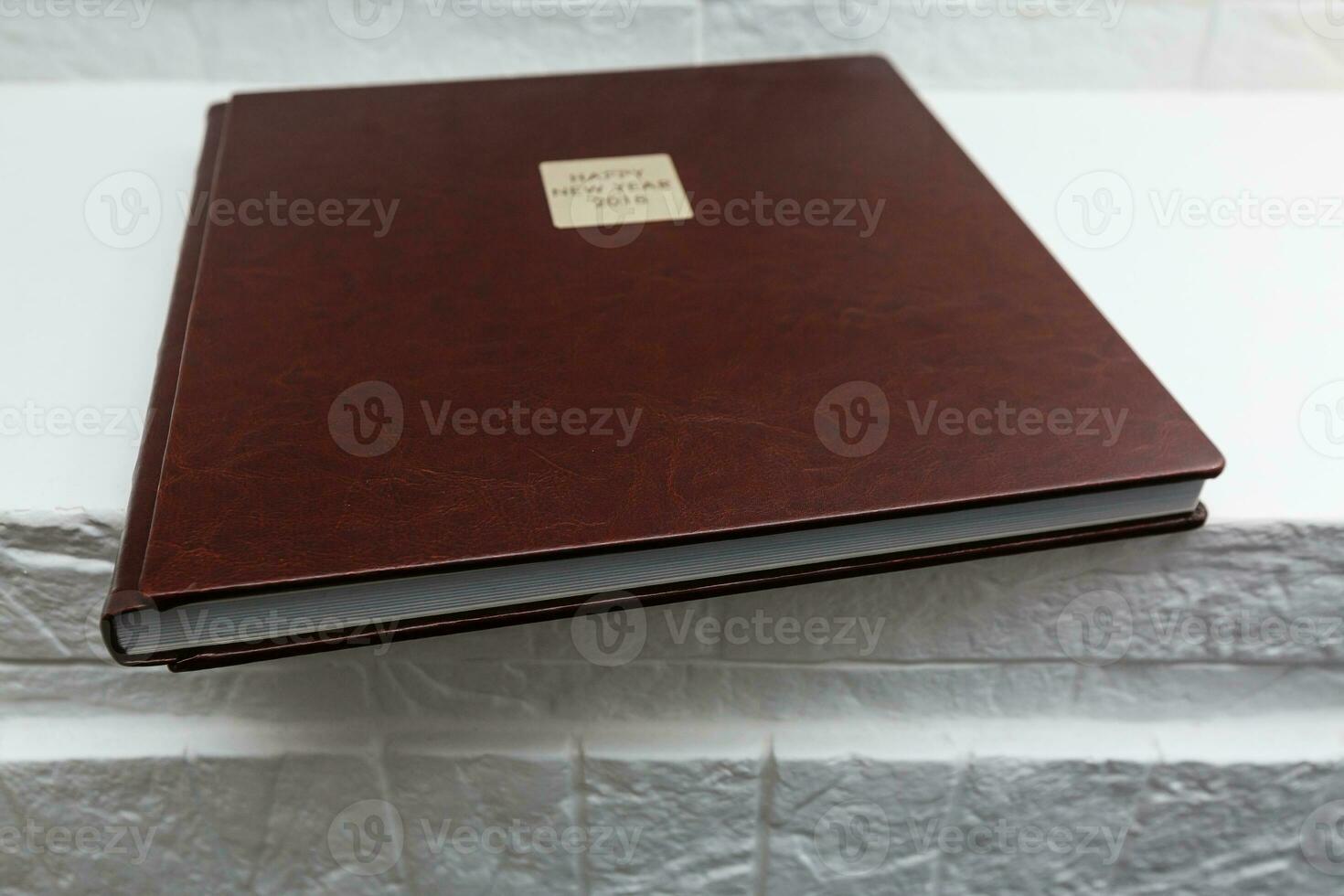 Brown leather photo album cover