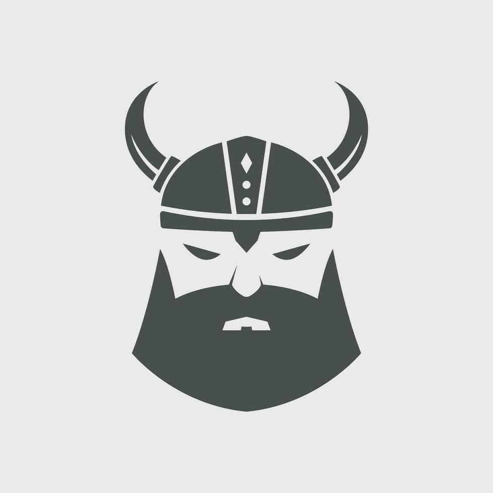 Hand Drawn Viking Head Helmet Logo Template vector