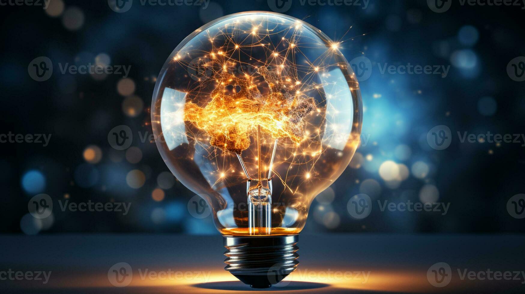 glowing filament ignites ideas for innovative solutions Generative AI photo