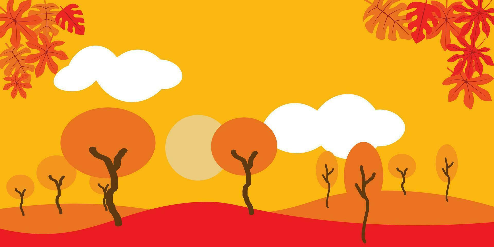 Landscape illustration design with an autumn theme vector