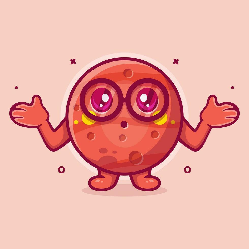 linda Marte planeta personaje mascota con confuso expresión aislado dibujos animados en plano estilo diseño vector