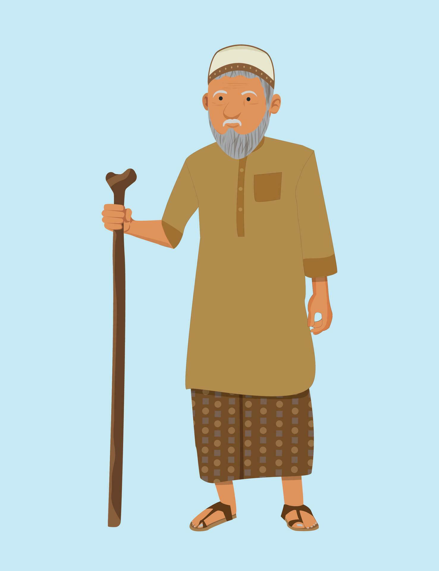 old man standing with stick 29779039 Vector Art at Vecteezy