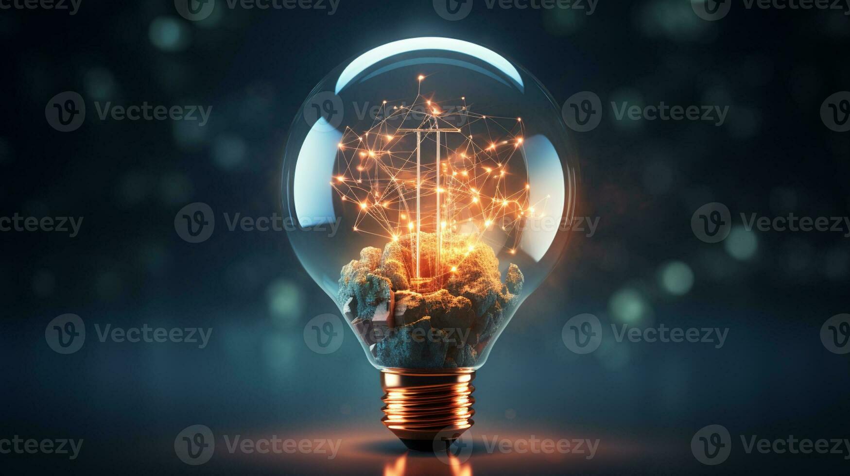 glowing filament ignites ideas for innovative solutions Generative AI photo