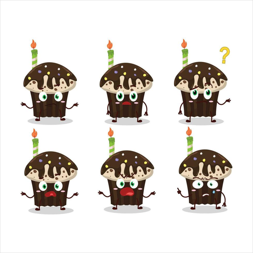 Cartoon character of birthday muffin with what expression vector