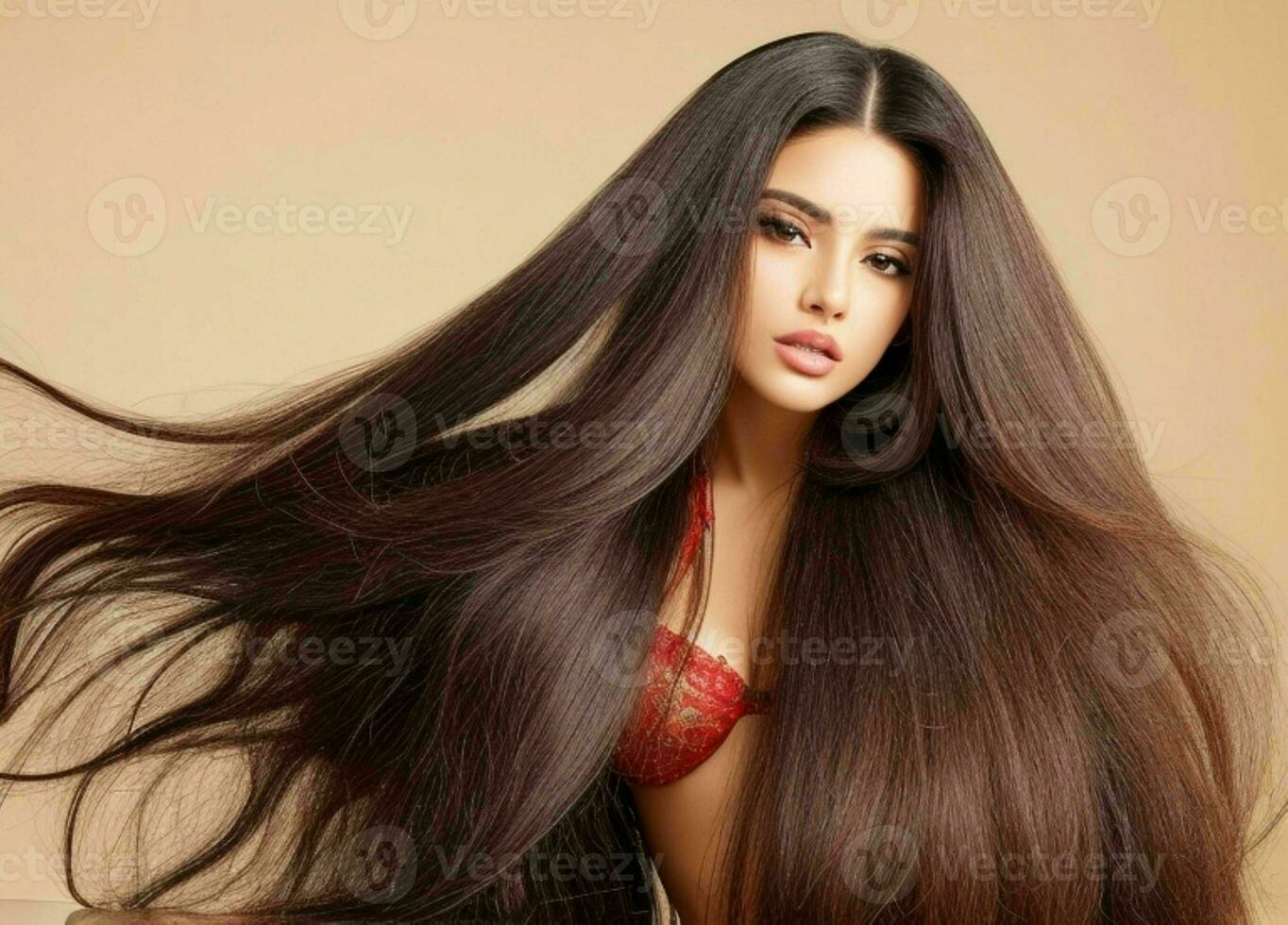 beautiful woman fashion model with long hair.  AI Generative Pro Photo