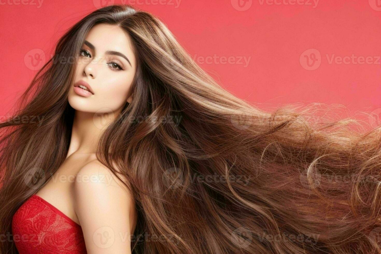 hermosa mujer Moda modelo con largo cabello. ai generativo Pro foto