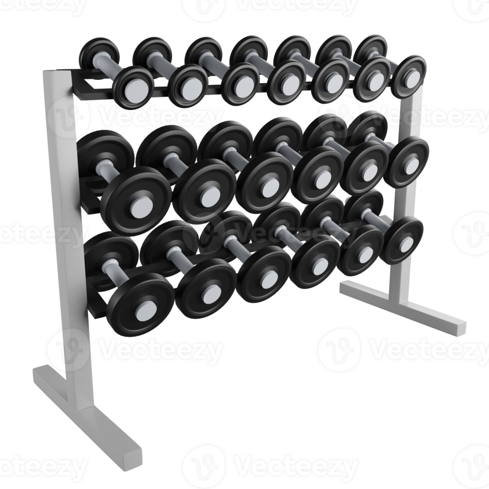 Dumbbell rack clipart flat design icon isolated on transparent background, 3D render sport and exercise concept png