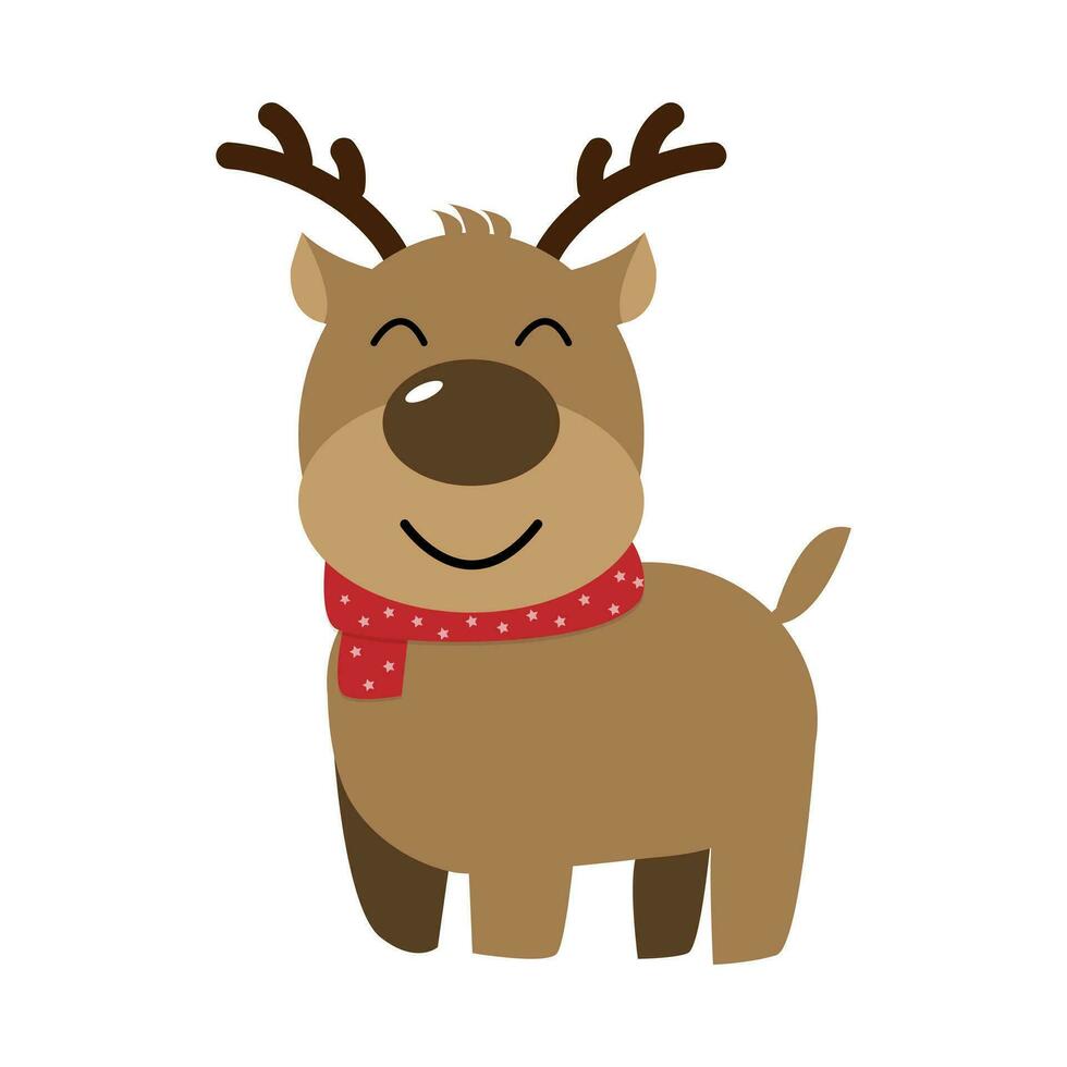 Cute reindeer cartoon vector. Greeting card for Merry Christmas and Happy New Year. illustration. vector