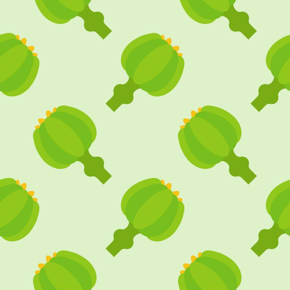 opium poppy seamless pattern vector illustration
