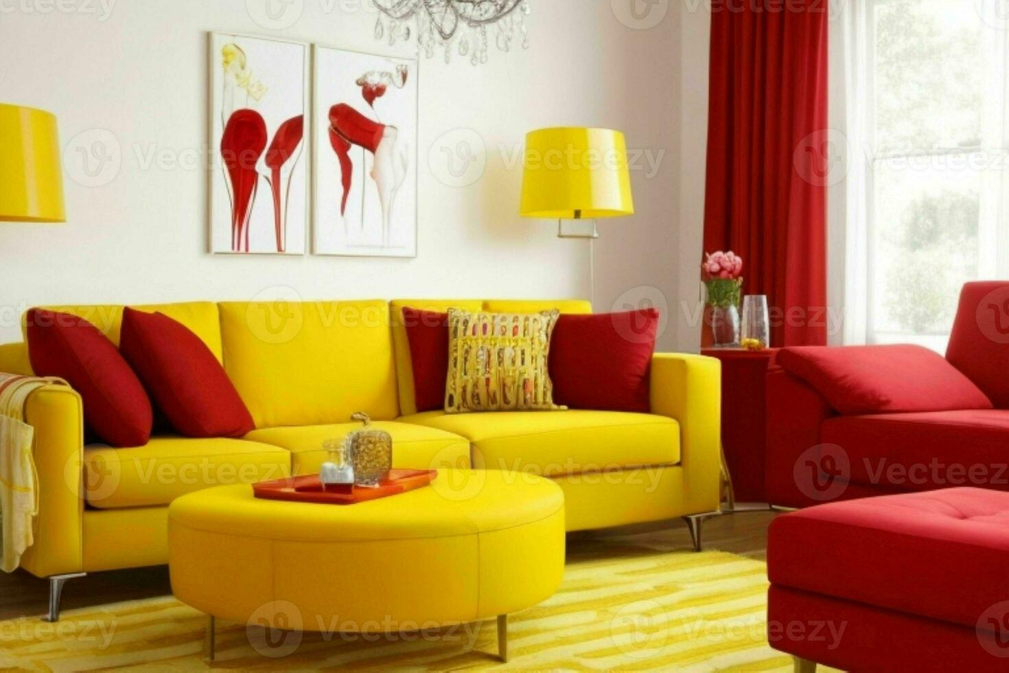 Modern living room design with comfortable sofa and elegant decoration. AI Generative Pro Photo