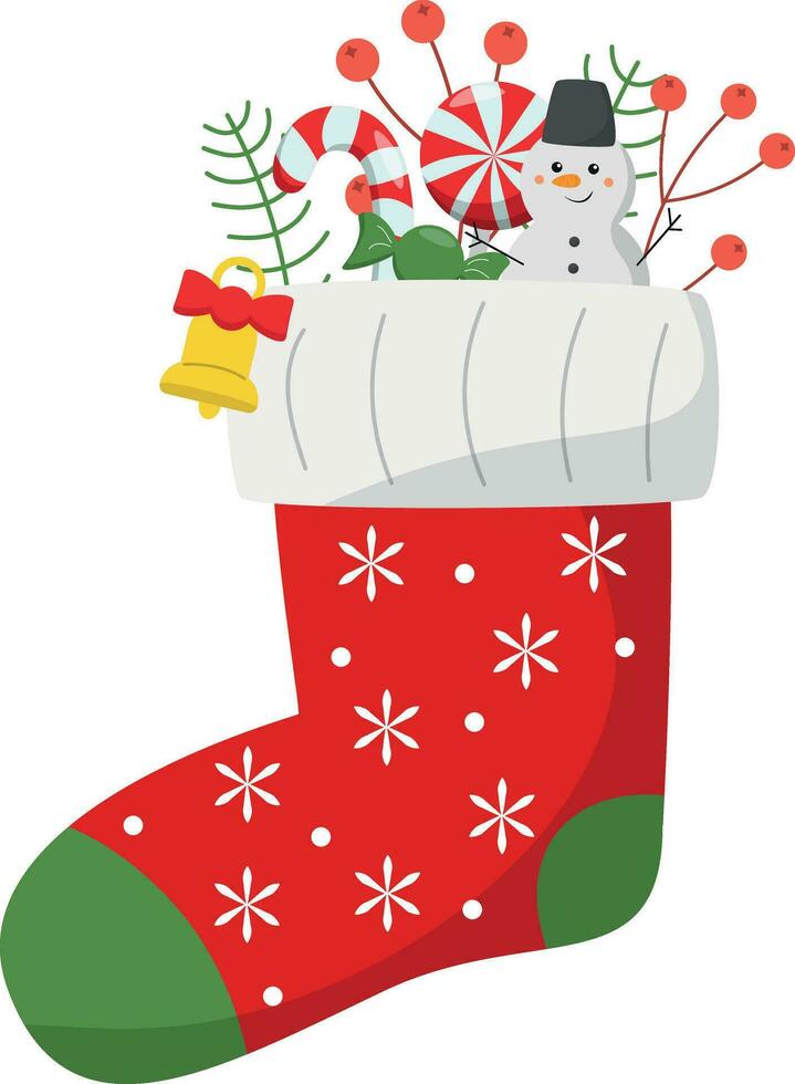 Vector cartoon Christmas sock, Christmas sock clipart