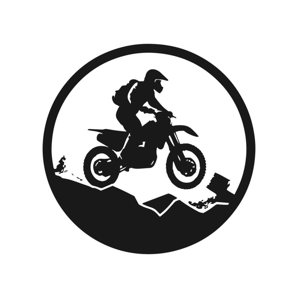 minimal and abstract logo of dirt bike icon mud bike vector silhouette isolated design motocross bike in circle