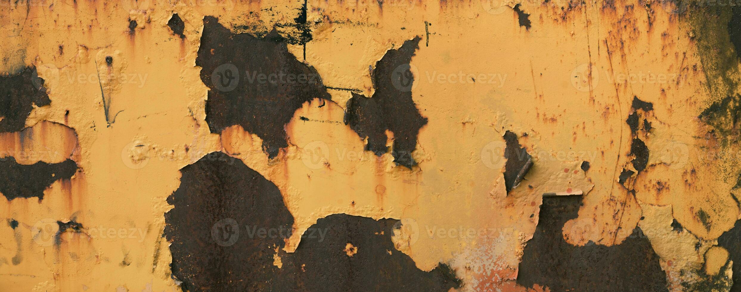 Peeling paint on the rust wall. Empty for design, pattern, cover, overlay texture, background and other, Surface of old steel background. photo
