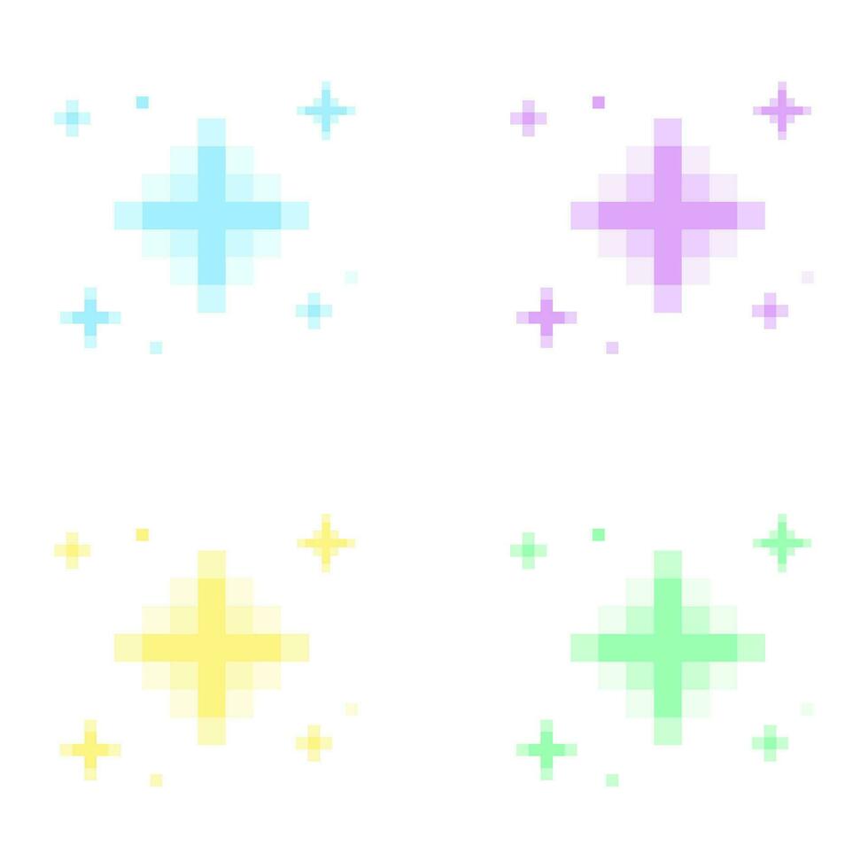 Pastel sparkle pixel art, Sparkling pixel set, vector sparkling pixel set, pastel heart pixel art.