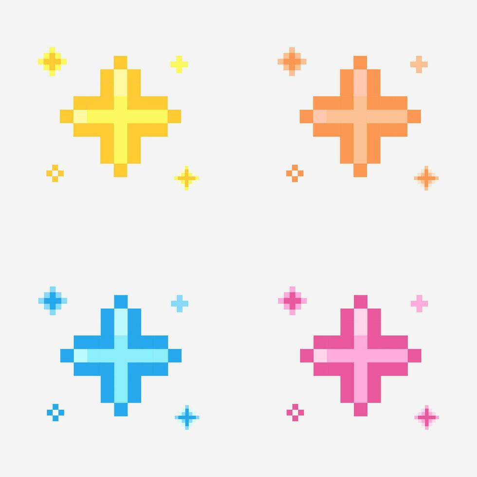 Adorable colorful pixel art sparkle glitter vector