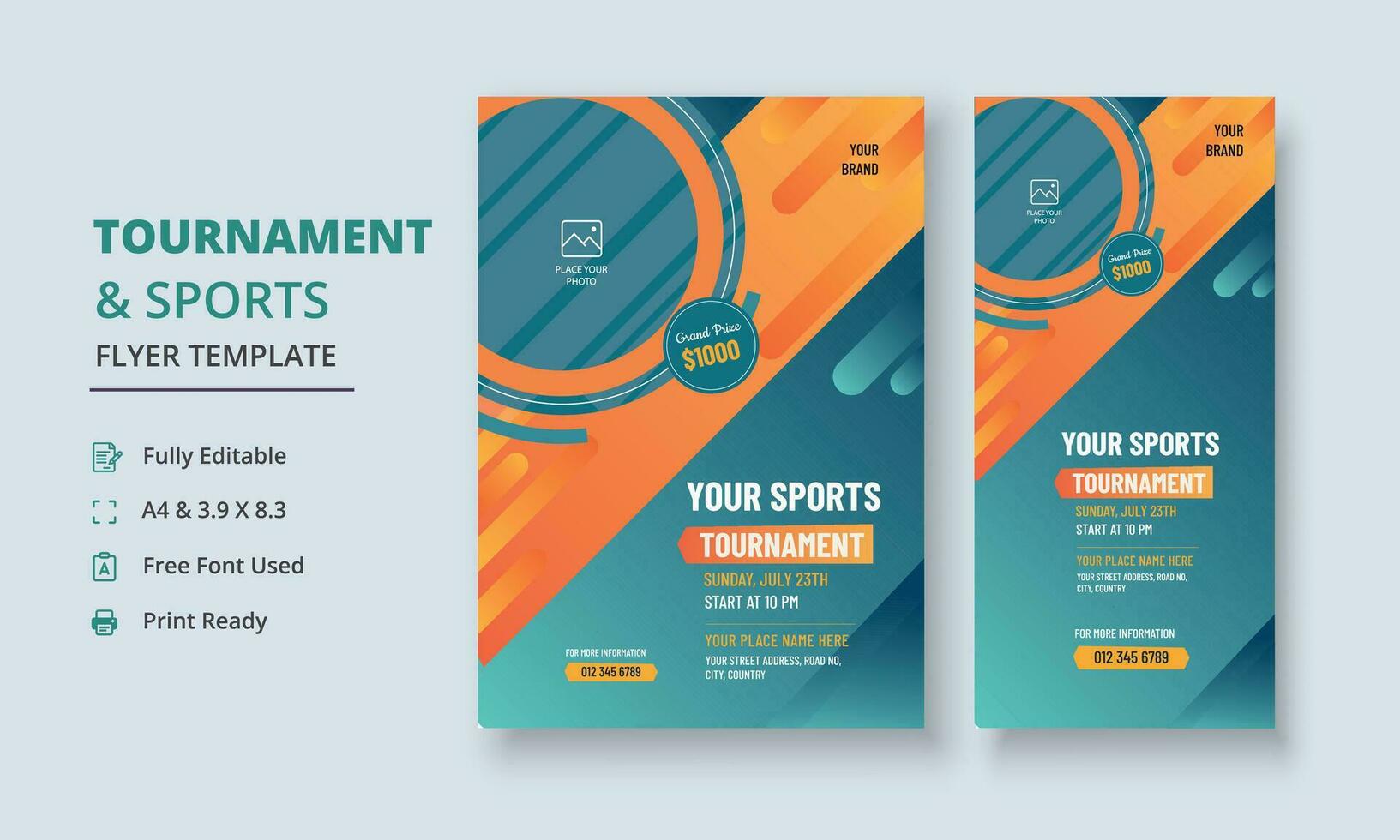 Tournament and Sports Flyer, Tournament Flyer, Sports Competition Flyer, Sports Campaign Poster Poster, Prize Money Poster, DL Flyer, Banner Poster vector