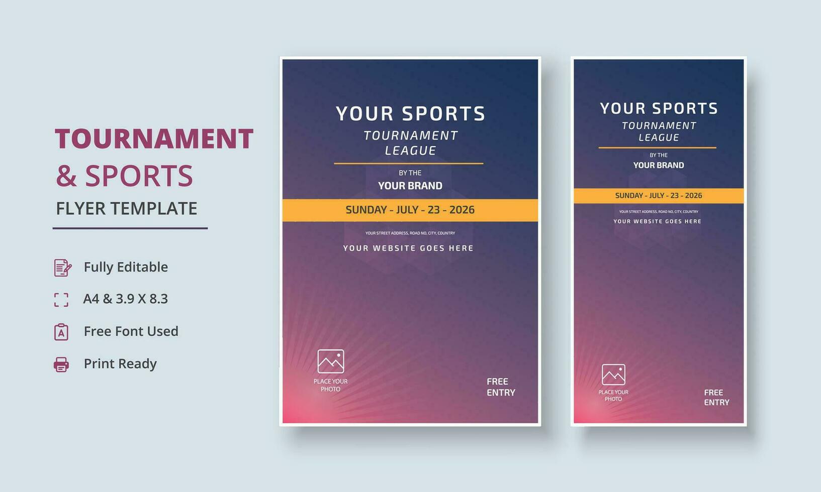 Tournament and Sports Flyer, Tournament Flyer, Sports Competition Flyer, Sports Campaign Poster Poster, Prize Money Poster, DL Flyer, Banner Poster vector